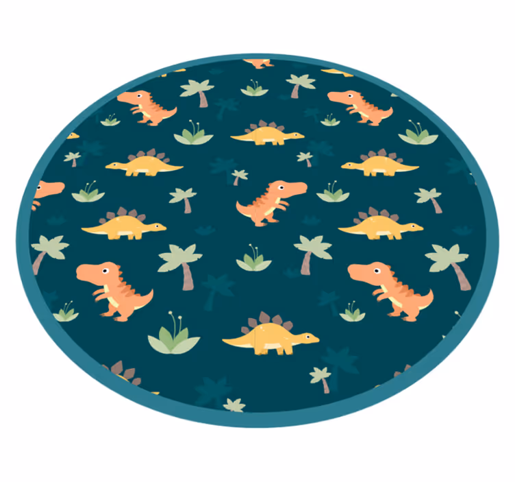 Alfombra vinílica infantil círculo de dinosaurio - TenVinilo