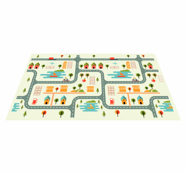 Alfombra vinílica infantil caminos de ciudad - TenVinilo