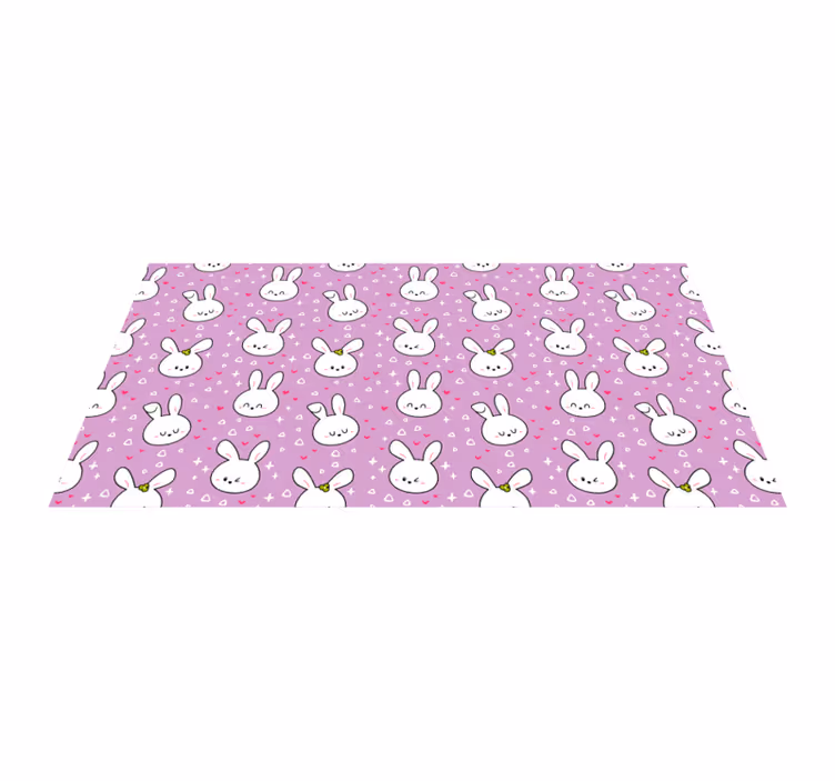 Alfombra vinílica infantil conejitos blancos - TenVinilo
