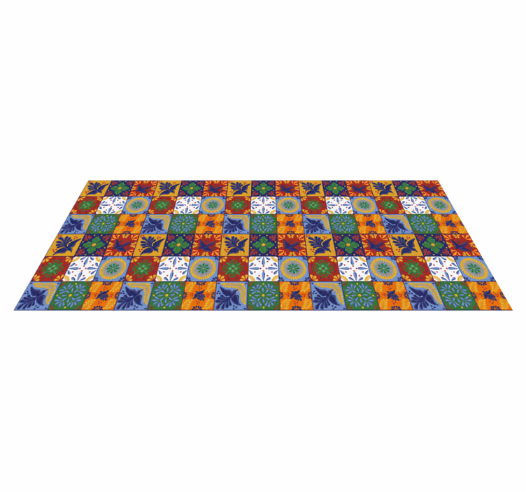 Alfombra vinílica hidráulica azulejo colorido - TenVinilo