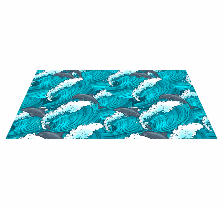 Alfombra vinílica animales motivo de onda de delfín - TenVinilo