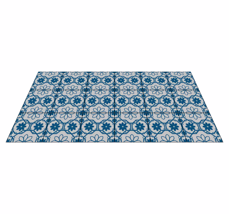 Alfombras vinílicas modernas Lazos circulares azul y blanco - TenVinilo