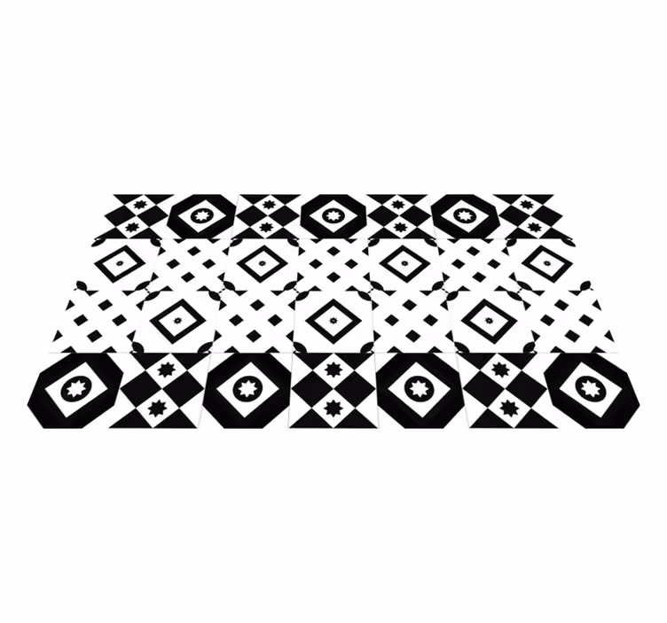 Alfombras vinílicas modernas Patchwork en blanco y negro - TenVinilo