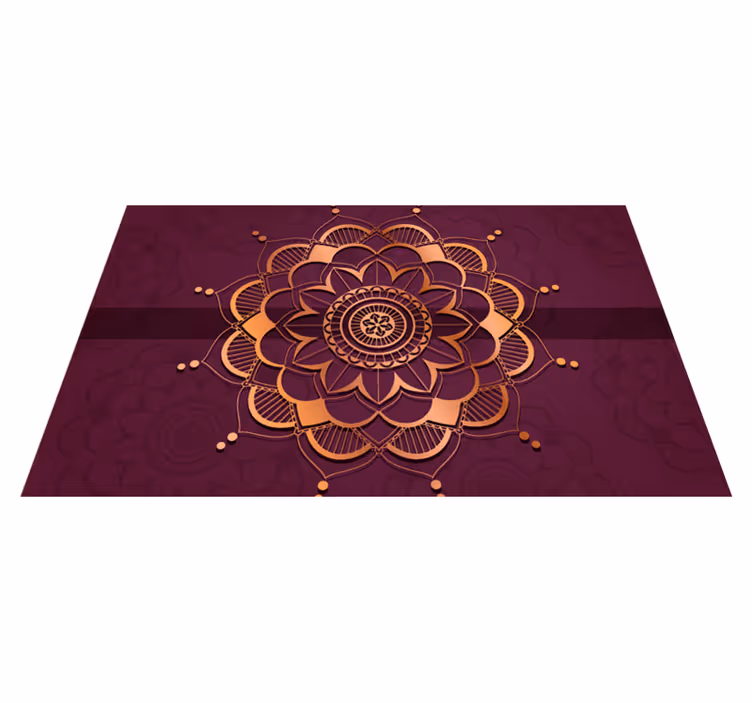 Alfombra vinílica despacho Mandala morado y dorado - TenVinilo