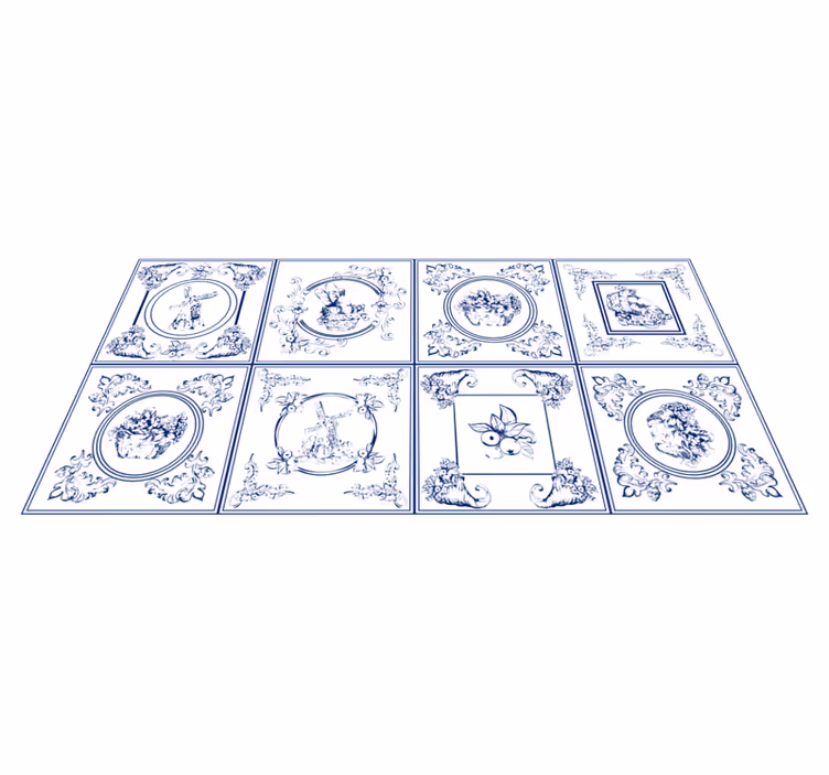 Alfombra vinílica hidráulica elegancia de porcelana - TenVinilo