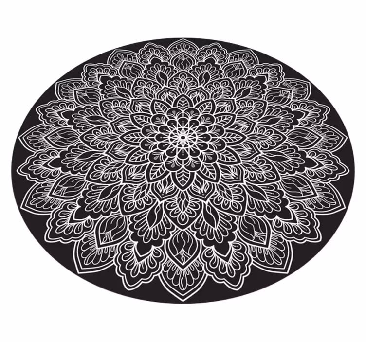 Alfombra vinílica mandala blanco y negro - TenVinilo