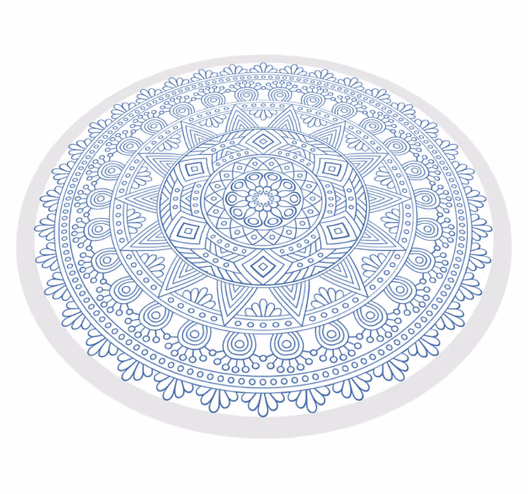 Alfombra vinílica mandala Azul oscuro y blanco - TenVinilo