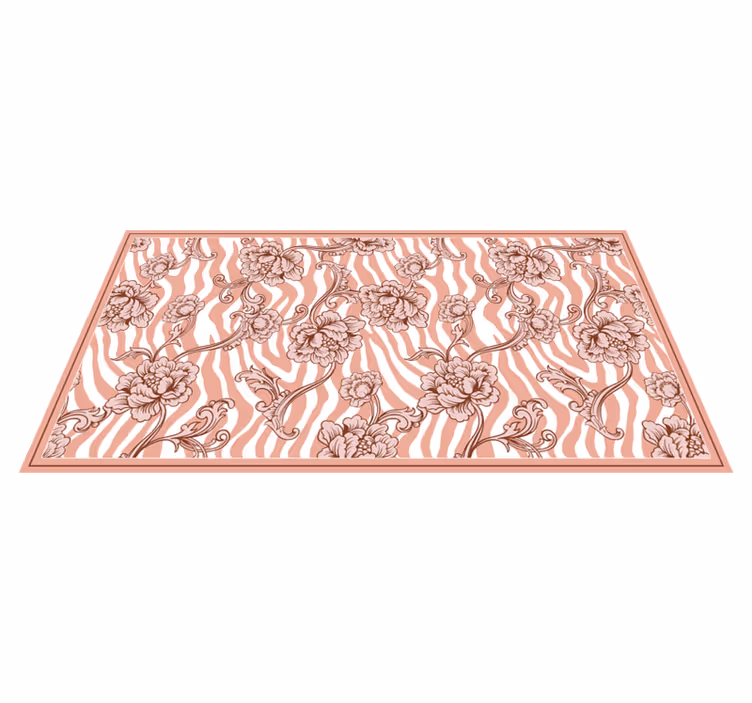 Alfombra vinílica dormitorio fusión floral de cebra - TenVinilo