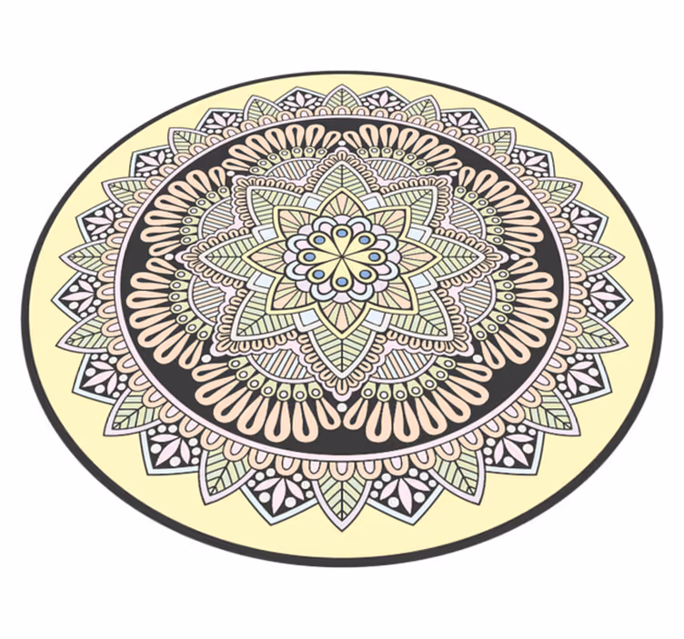 Alfombra vinílica mandala motivo circular complejo - TenVinilo