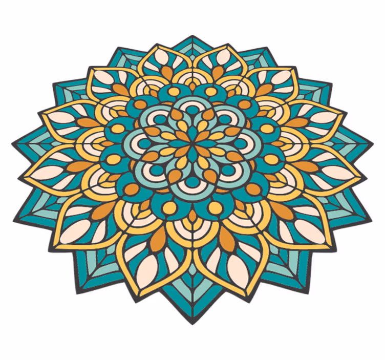 Alfombra vinílica mandala Mandala verde y naranja - TenVinilo