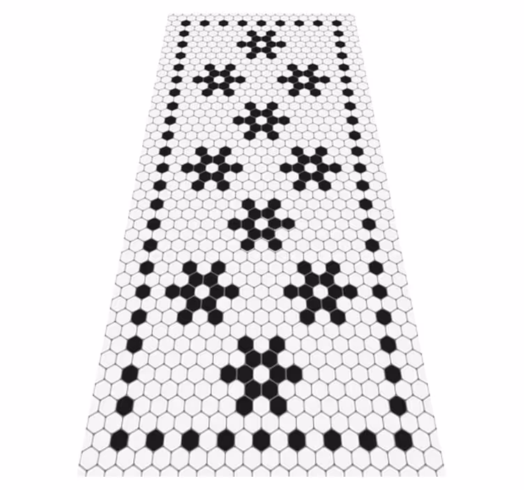 Alfombra vinílica baño mosaico blanco y negro - TenVinilo