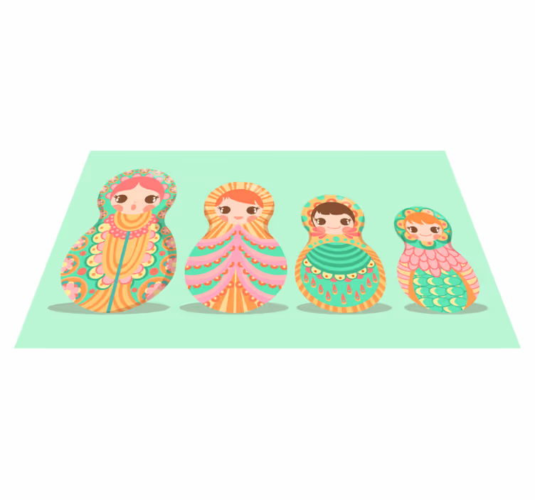 Alfombra de vinilo infantil Muñeca rusa lunares - TenVinilo
