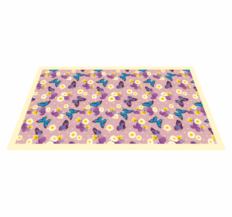 Alfombra vinílica infantil conjunto de jardín de mariposas - TenVinilo