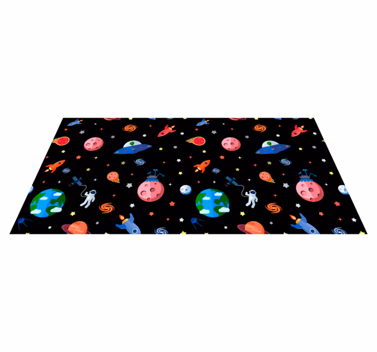 Alfombra vinílica infantil impresión de aventura espacial - TenVinilo