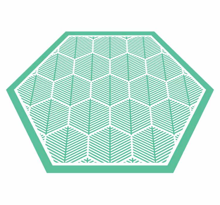 Alfombra vinílica floral azul forma hexagonal - TenVinilo