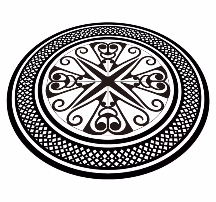 Alfombra vinílica geométrica inlay de espiral circular - TenVinilo