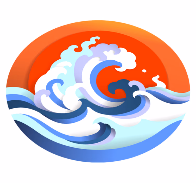 Alfombra vinílica naturaleza círculo de olas oceánicas - TenVinilo