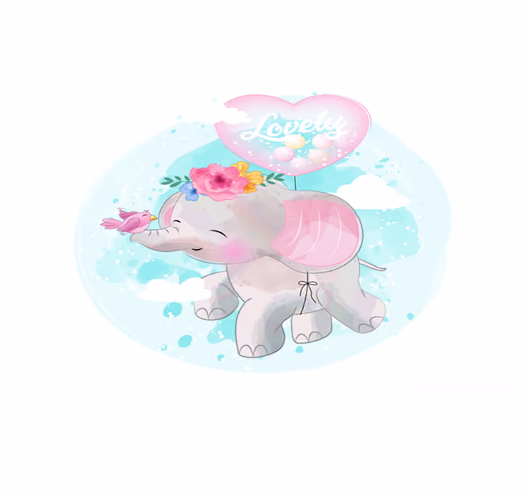 Aflombra vinílica animales Elefante con globos - TenVinilo
