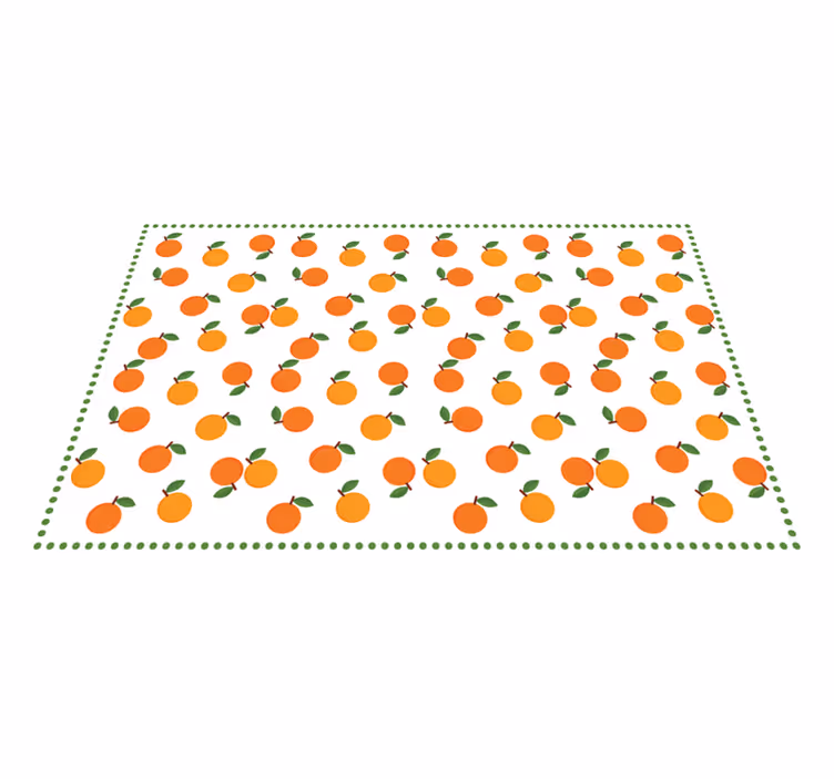 Alfombra vinílica cocina patrón de cítricos naranja - TenVinilo