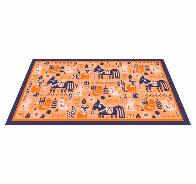 Alfombra vinílica infantil animales populares nórdicos - TenVinilo