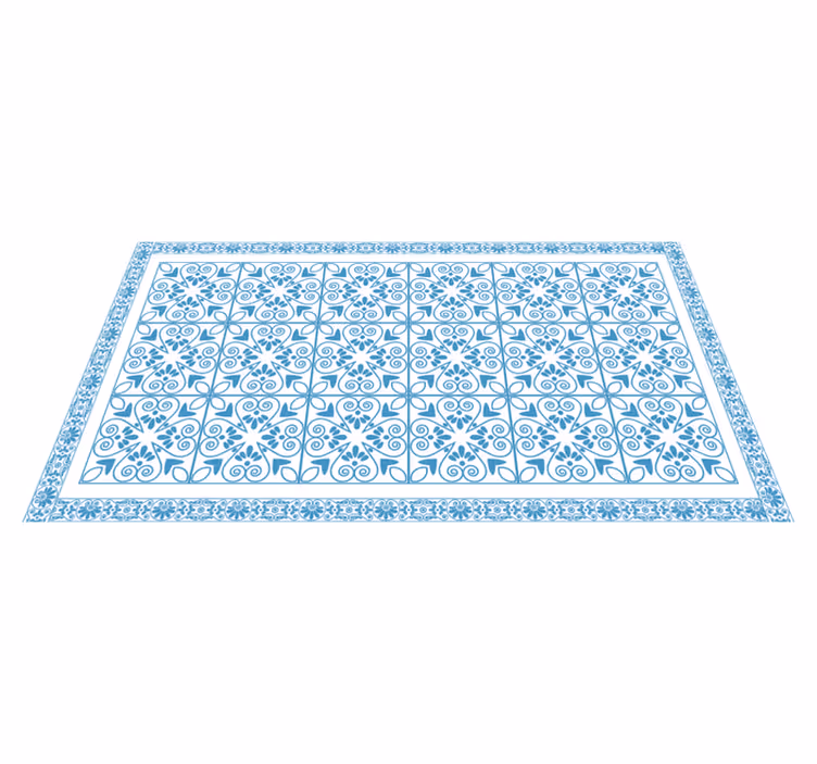 Alfombra vinilo cocina Azulejos azules ornamentales - TenVinilo