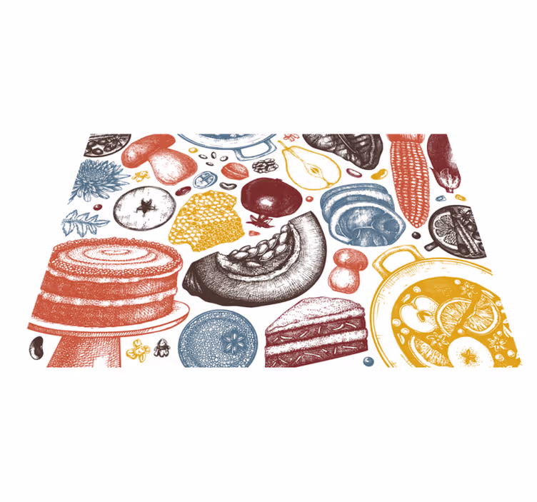 Alfombra vinílica cocina frutas de otoño - TenVinilo