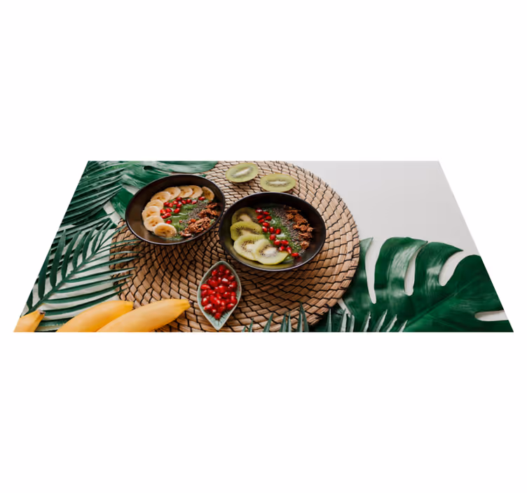 Alfombra vinílica cocina tazones de frutas tropicales - TenVinilo
