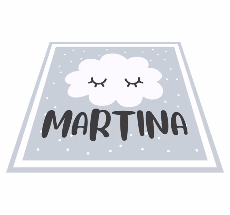 Alfombra vinílica bebé nube gris con nombre - TenVinilo