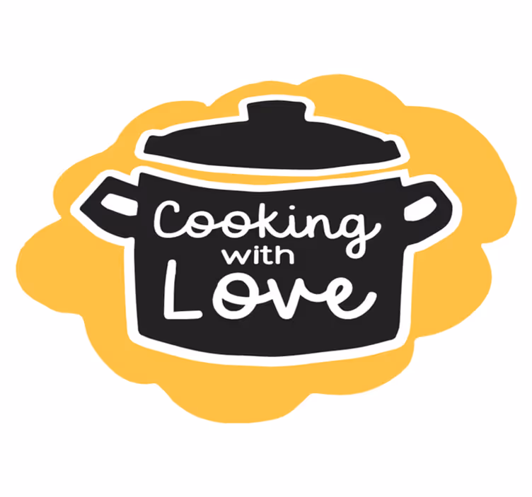 Alfombra vinílica cocina cocinando en olla con amor - TenVinilo