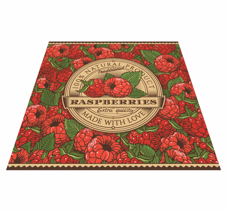 Alfombra vinílica cocina estampado floral de frambuesa - TenVinilo