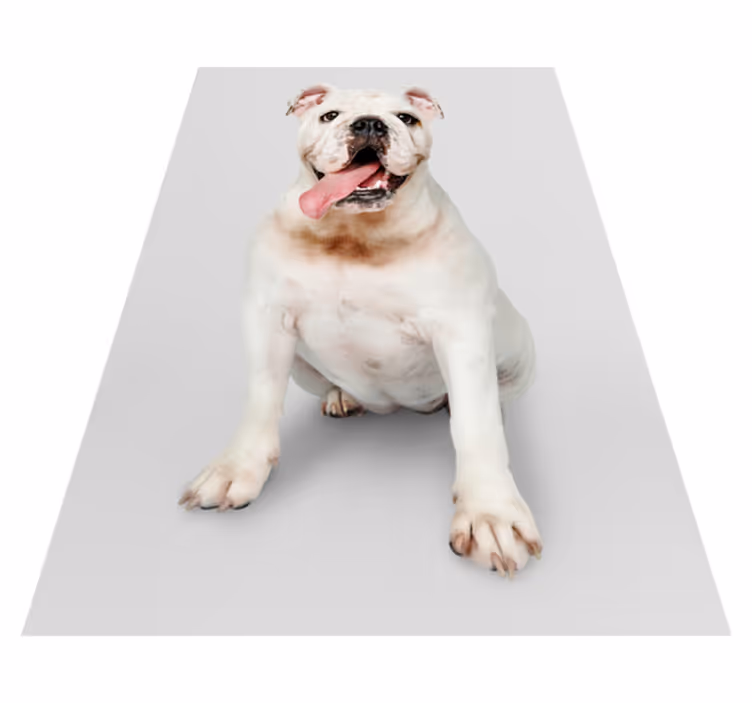Alfombra vinílica animal print retrato de bulldog feliz - TenVinilo