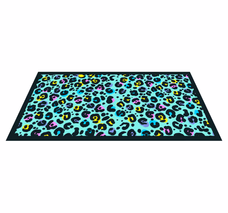 Alfombra vinílica animal print patrón de leopardo colorido - TenVinilo