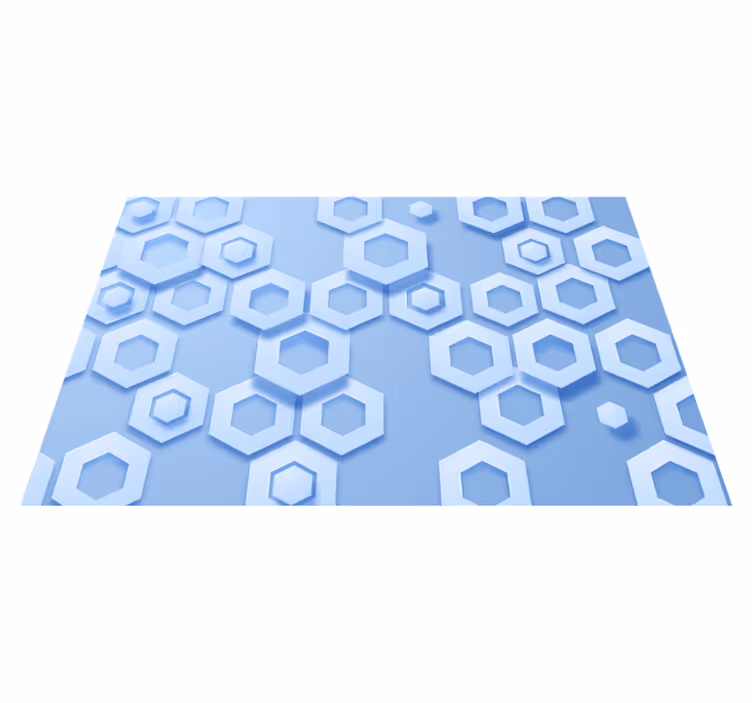 Alfombra vinílica geométrica patrón hexagonal azul - TenVinilo
