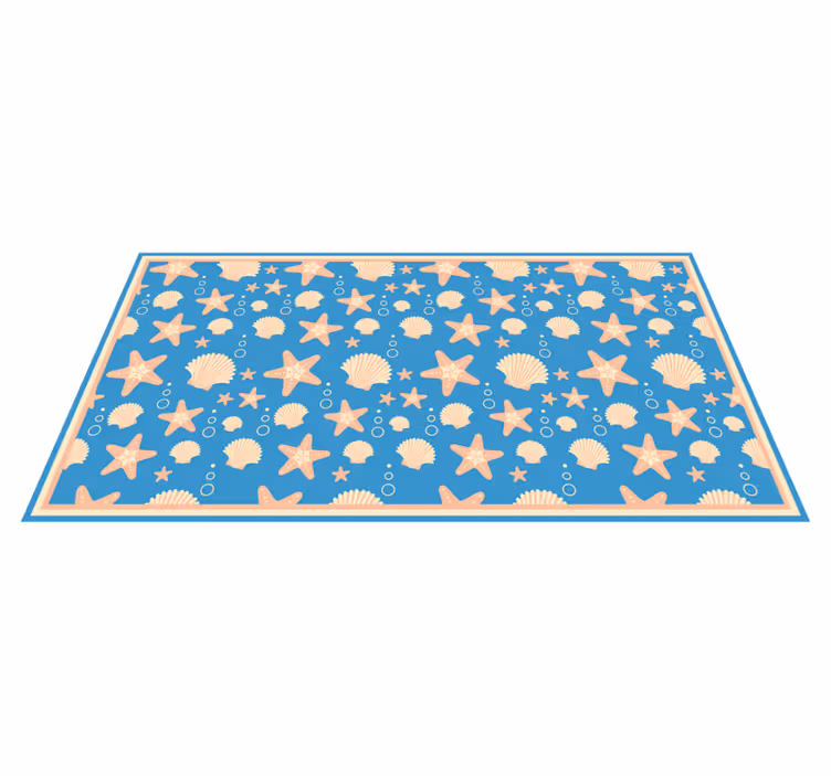 Alfombra vinílica baño composición con motivos marinos - TenVinilo