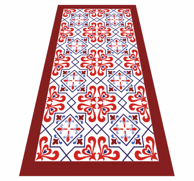 Alfombra vinílica cocina motivo floral rojo - TenVinilo