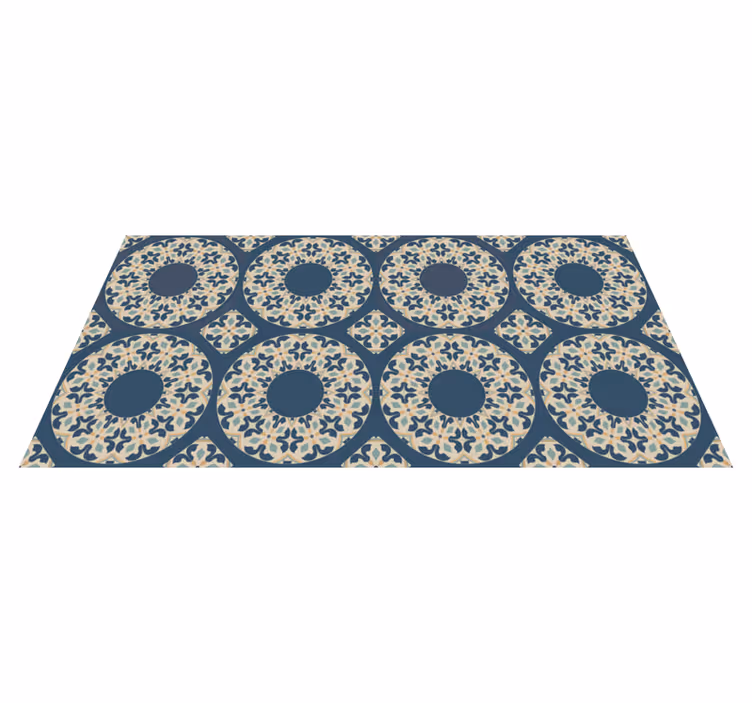 Alfombra vinílica mosaico patrones circulares azules - TenVinilo
