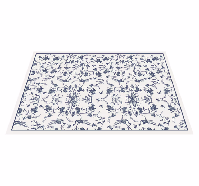 Alfombra vinílica flores flor azul - TenVinilo