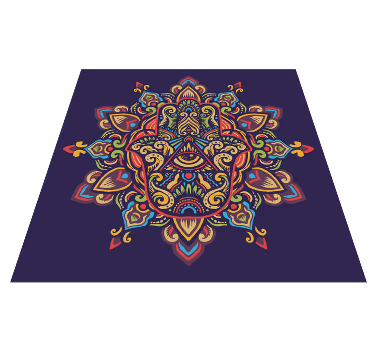 Alfombra vinílica mandala diseño de fondo azul - TenVinilo