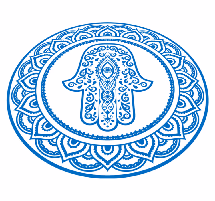 Alfombra vinílica mandala mano redonda de fátima - TenVinilo