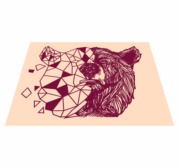 Alfombra vinílica animales cabeza de oso geométrica - TenVinilo