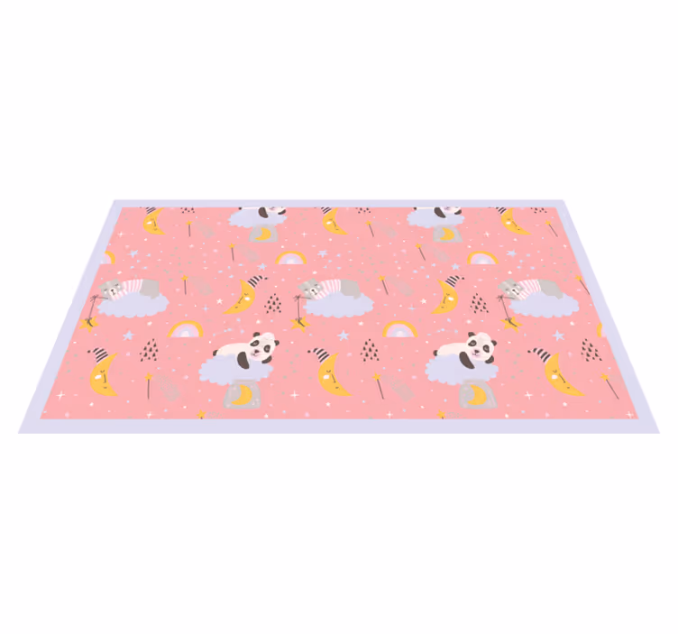 Alfombra vinílica infantil nubes sobre fondo rosa - TenVinilo