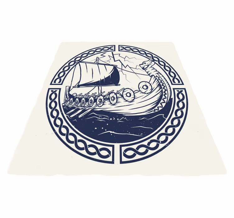 Alfombra vinílica moderna motivo de barco vikingo - TenVinilo
