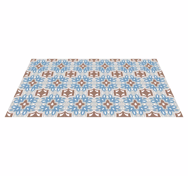 Alfombra vinílica cocina patrón floral azul - TenVinilo