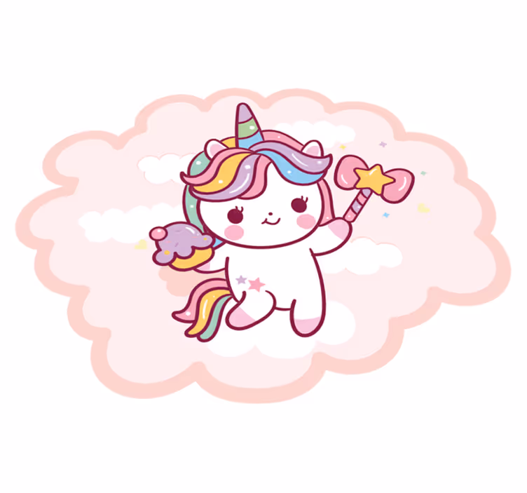 Alfombra de vinilo infantil Unicornio y cupcake - TenVinilo