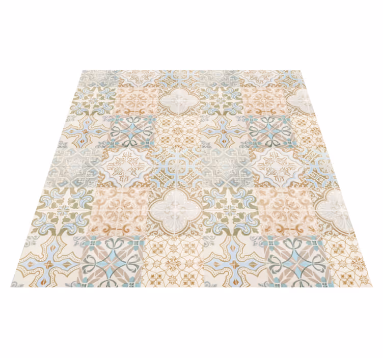 Alfombra vinílica mosaico elaborada disposición de azulejos - TenVinilo
