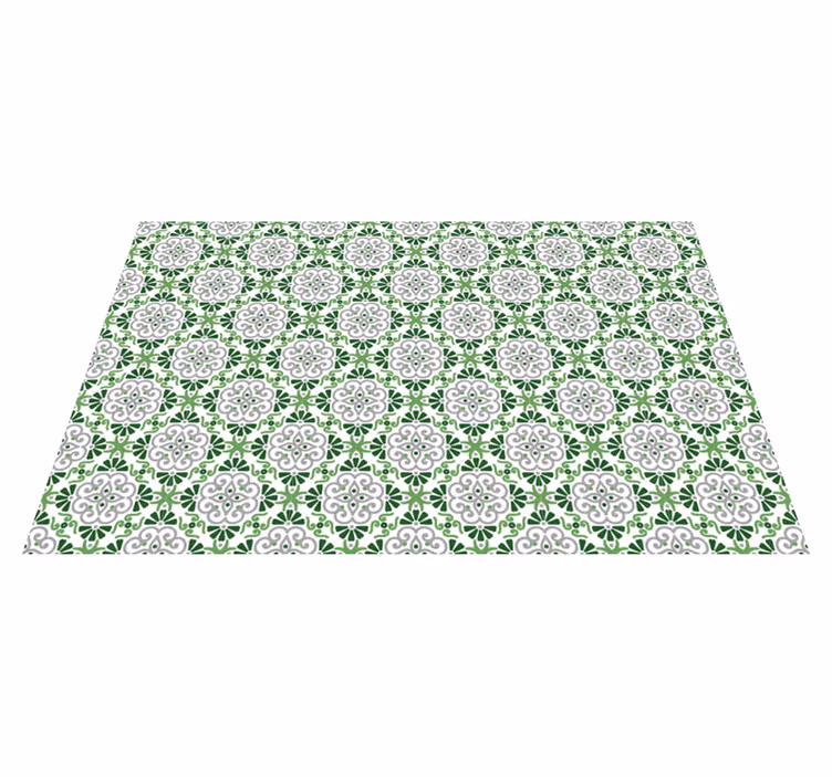 Alfombra vinilo cocina Cocina portuguesa flores verdes - TenVinilo