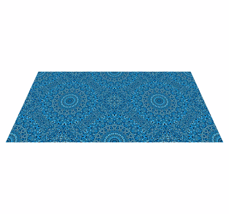 Alfombra vinílica mandala elaborado motivo azul - TenVinilo