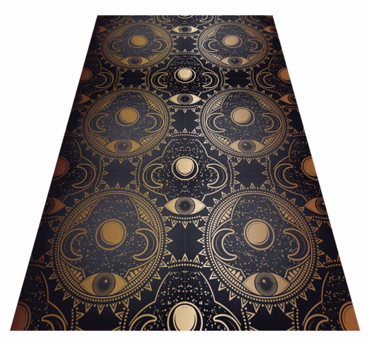 Alfombra vinílica mandala motivo negro celestial - TenVinilo