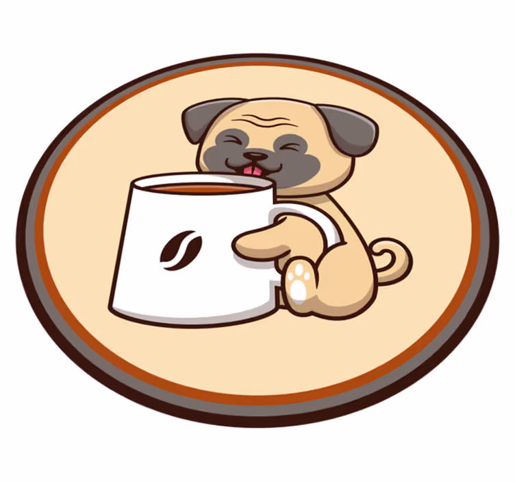 Alfombra vinílica animales linda taza de pug - TenVinilo