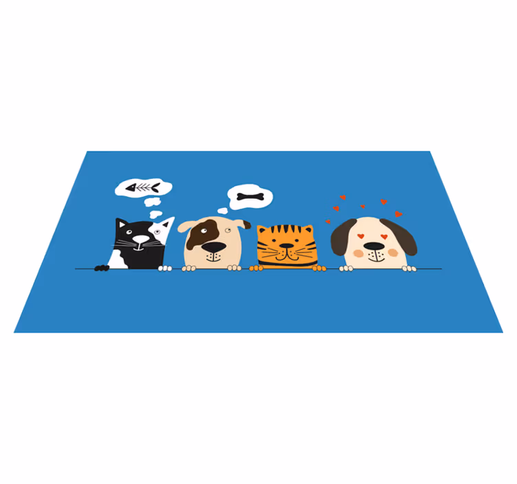Aflombra vinílica animales Perros y gatos asomando - TenVinilo